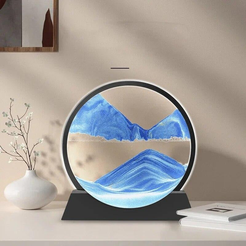 Moving Sand Art Picture – 3D Dynamic Deep Sea Sandscape with Display Stand - Without Light | Size 8 Inch (Random Color)