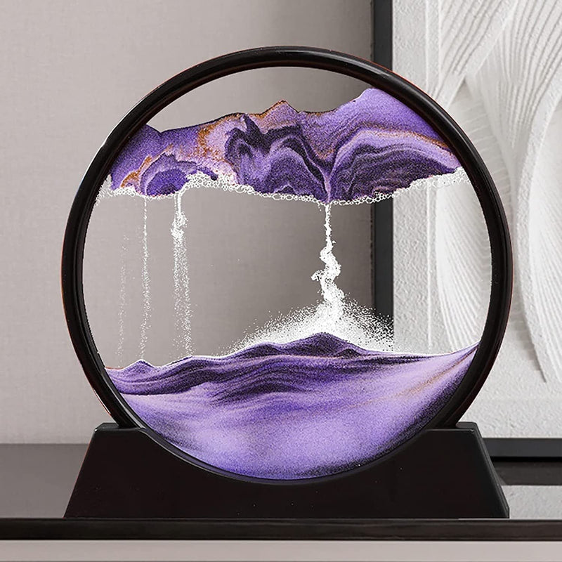 Moving Sand Art Picture – 3D Dynamic Deep Sea Sandscape with Display Stand - Without Light | Size 8 Inch (Random Color)