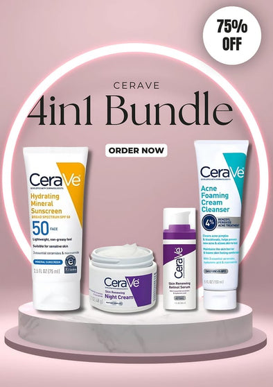 CeraVe 4-in-1 Skincare Kit – Cleanser, Serum, Night Cream & Sunblock for Healthy,