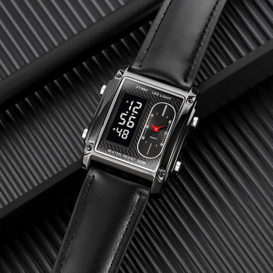 Original Skmei 1868 Boys New Style Design Famous Watch Digital Analog Mens Wrist Watches for Men Luxury Watch - Without Box - Full Black