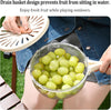 Kitchen Fruit Drainage Basket with Lid – Multi functional Dual-Layer Bowl for Washing, Draining & Storing Fruits and Vegetables